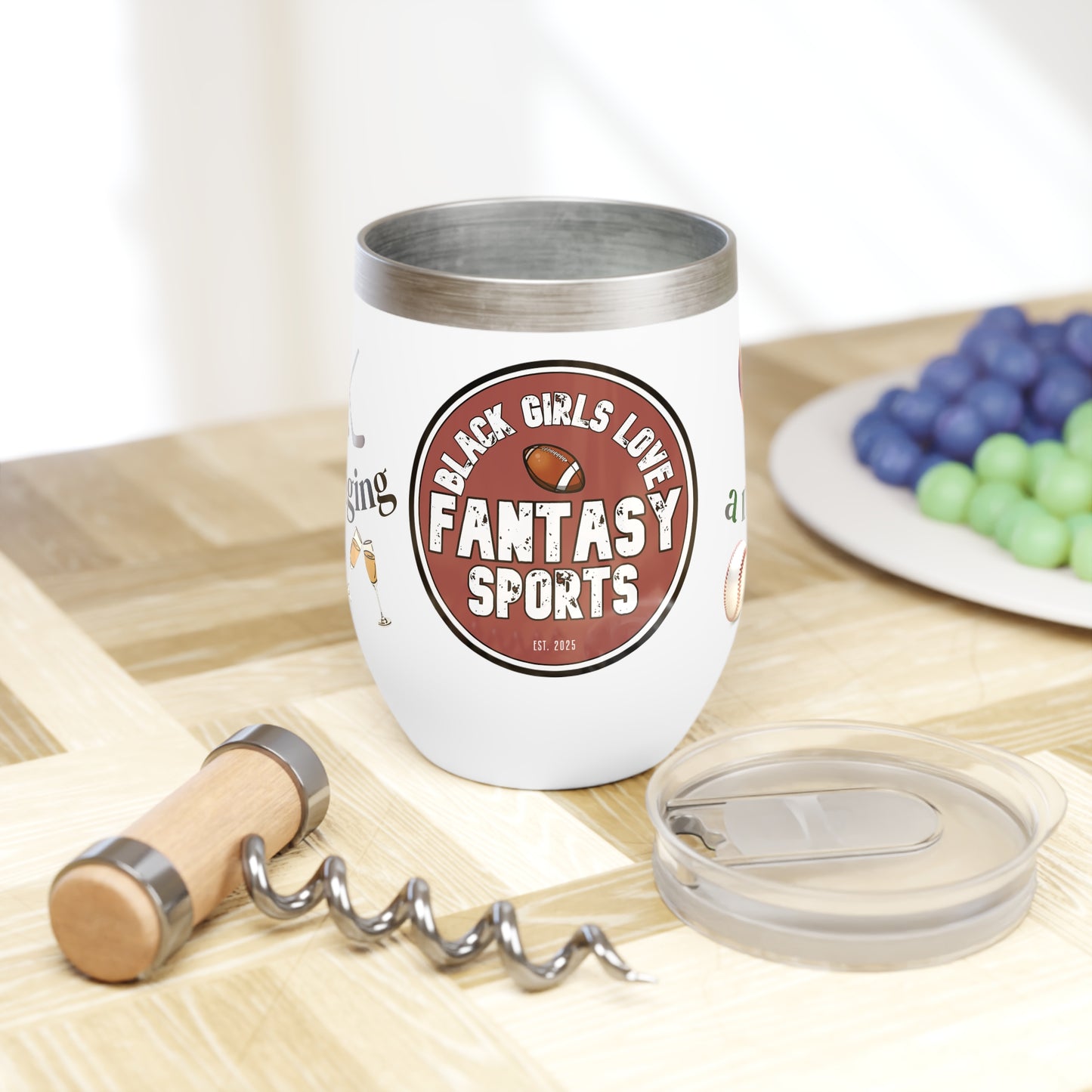 BGLFantasy Sports Roster Manage and Chill Wine Tumbler