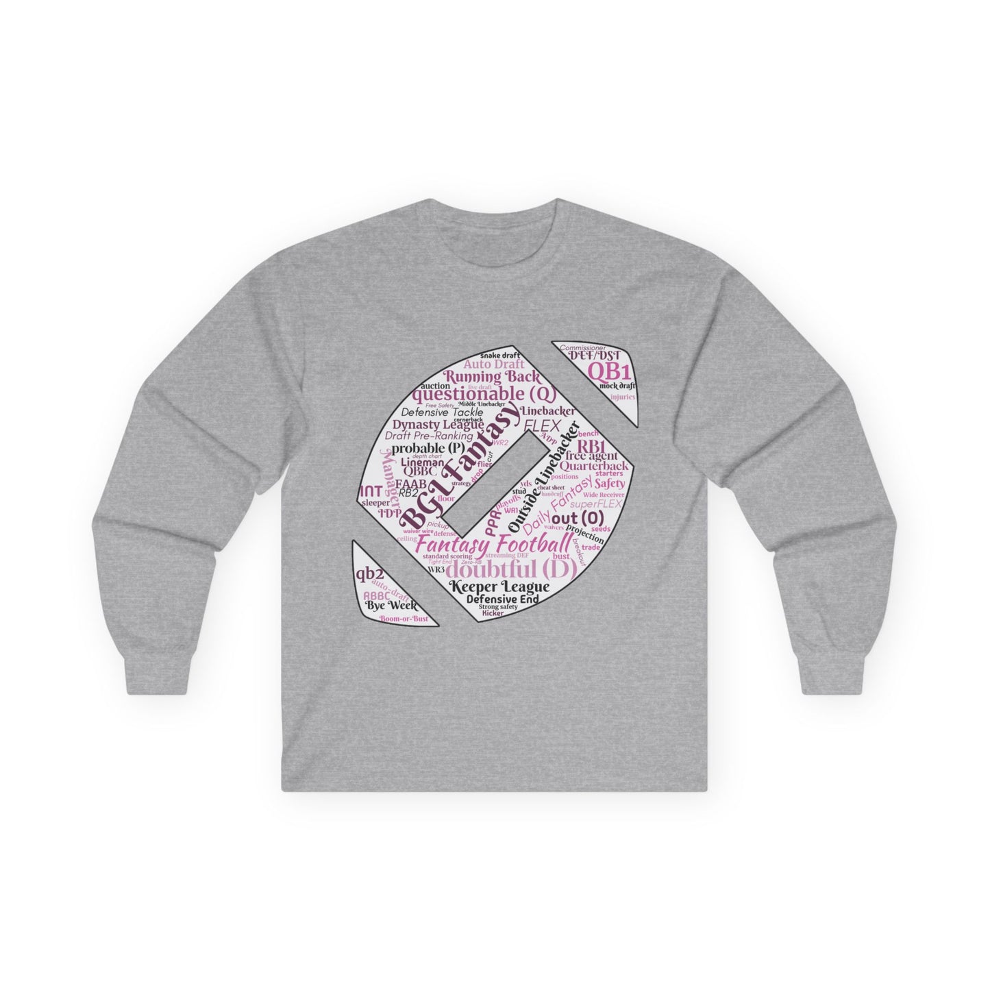 BGLFantasy Sports Football  Wordcloud Unisex Cotton Long Sleeve Tee