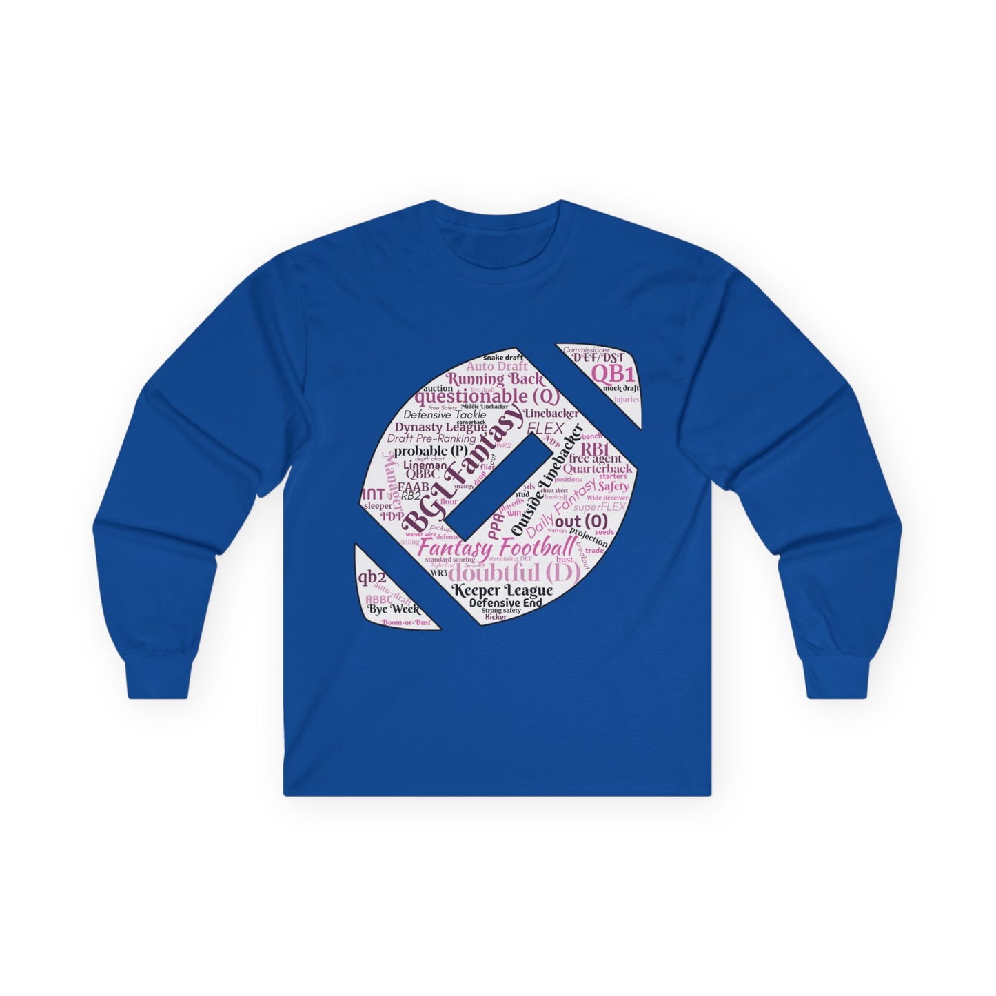 BGLFantasy Sports Football  Wordcloud Unisex Cotton Long Sleeve Tee