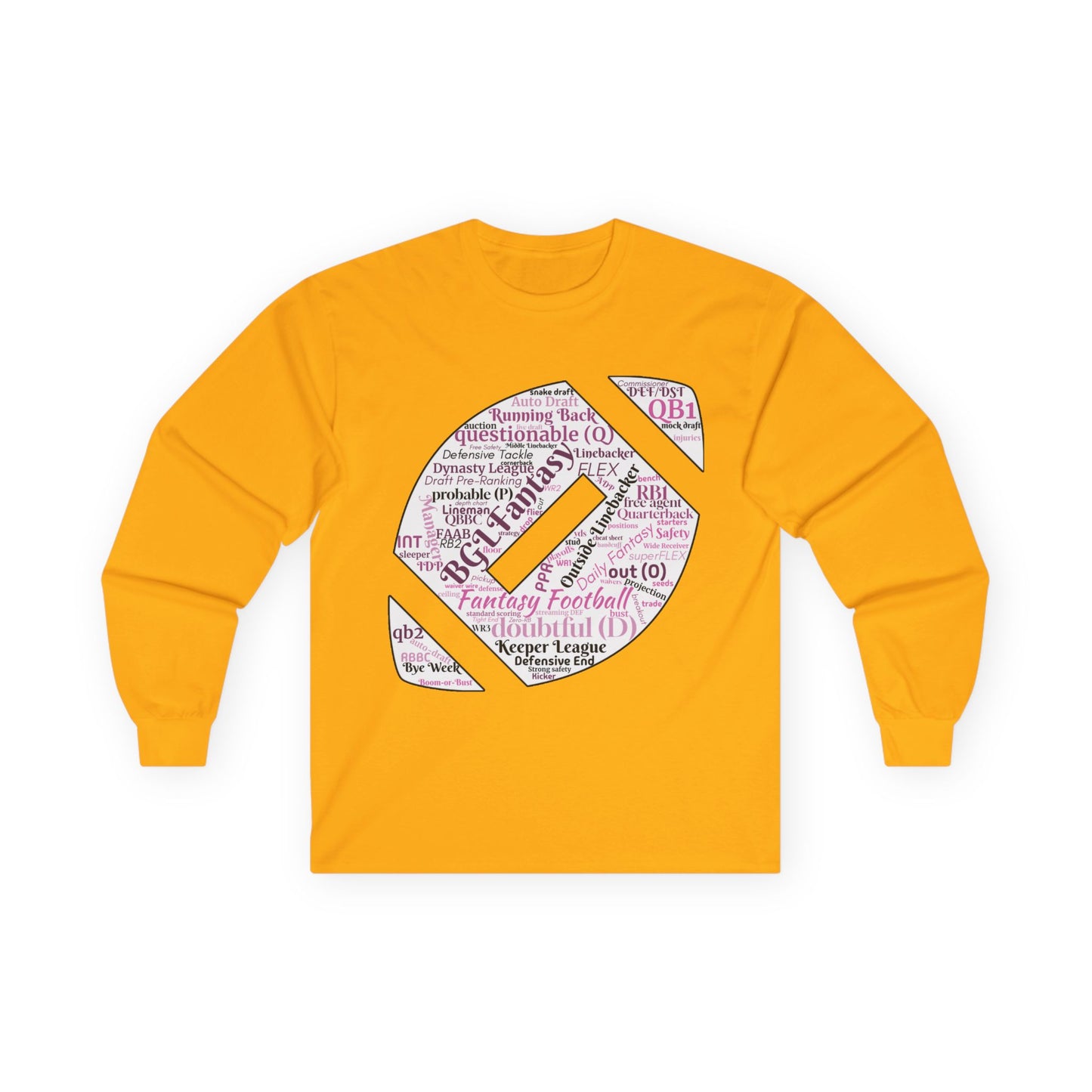 BGLFantasy Sports Football  Wordcloud Unisex Cotton Long Sleeve Tee
