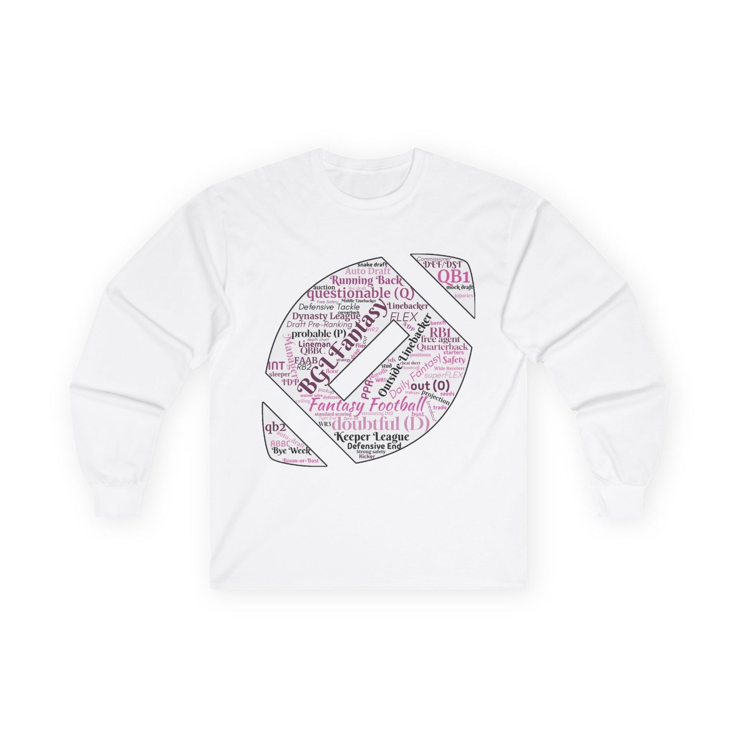 BGLFantasy Sports Football  Wordcloud Unisex Cotton Long Sleeve Tee