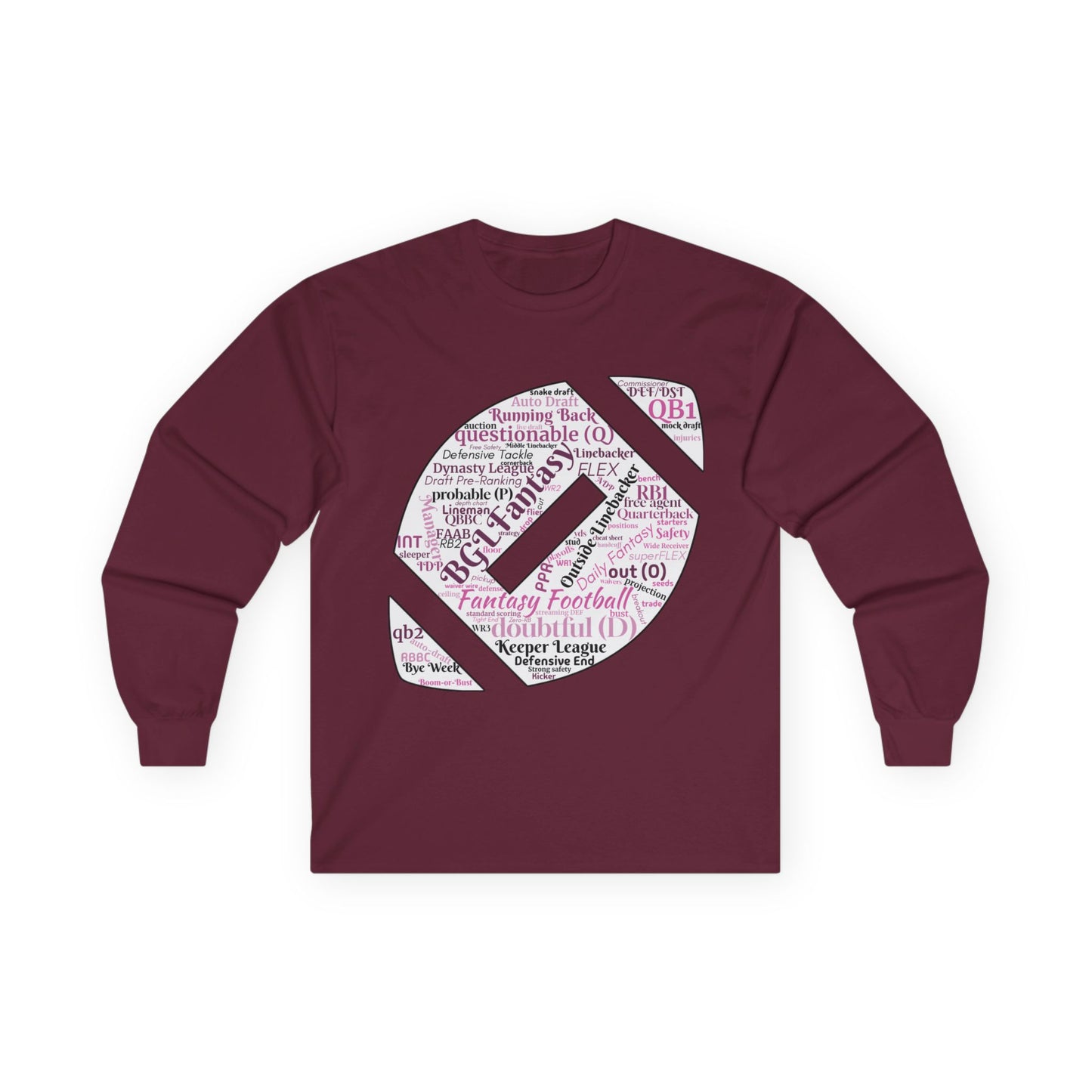 BGLFantasy Sports Football  Wordcloud Unisex Cotton Long Sleeve Tee