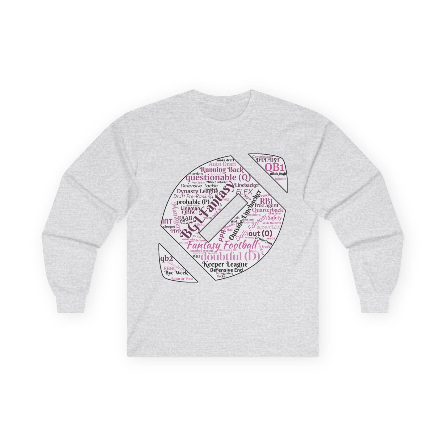 BGLFantasy Sports Football  Wordcloud Unisex Cotton Long Sleeve Tee