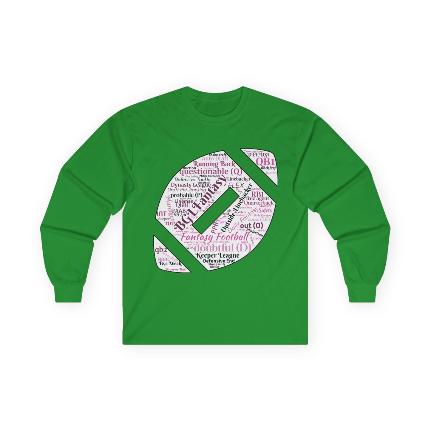 BGLFantasy Sports Football  Wordcloud Unisex Cotton Long Sleeve Tee