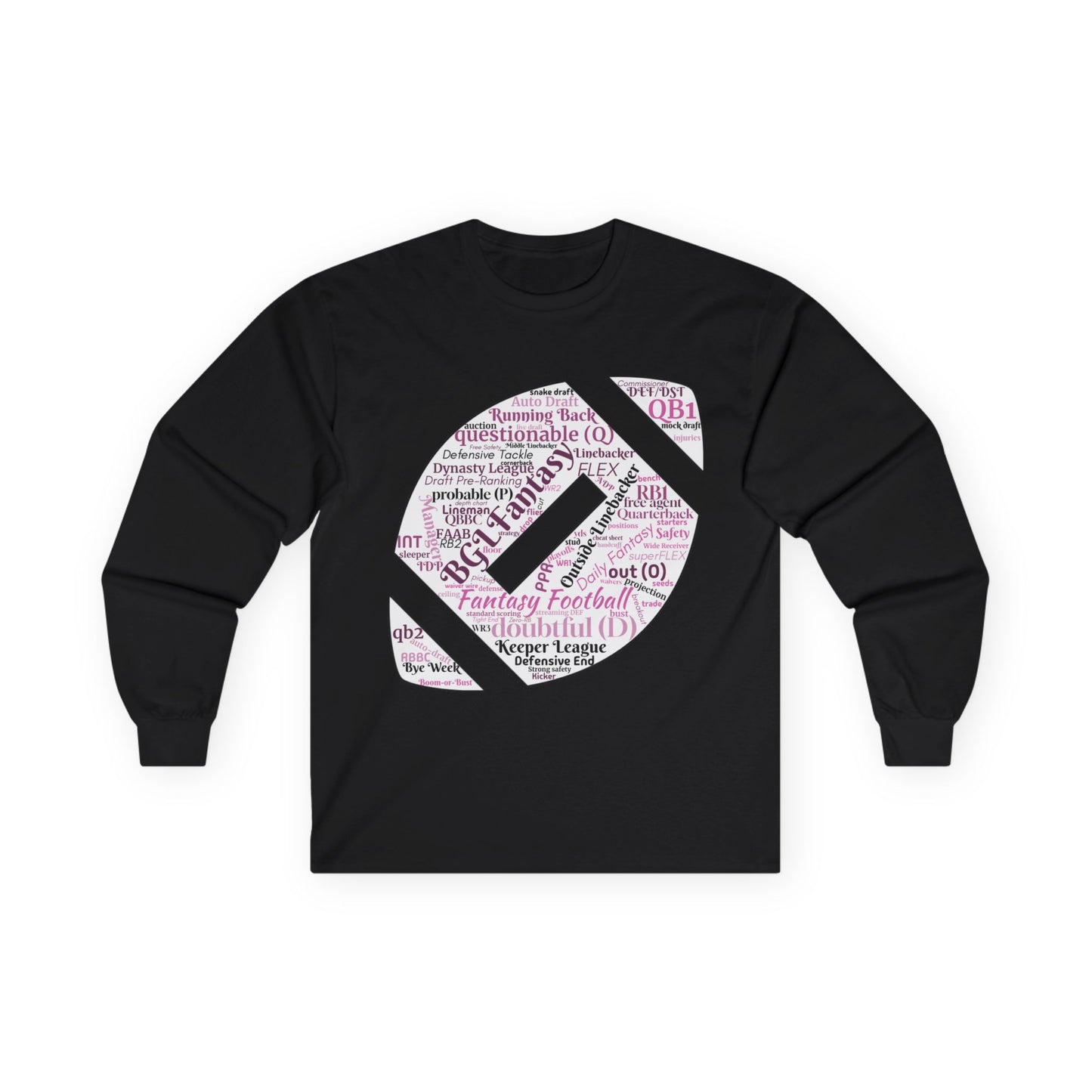 BGLFantasy Sports Football  Wordcloud Unisex Cotton Long Sleeve Tee