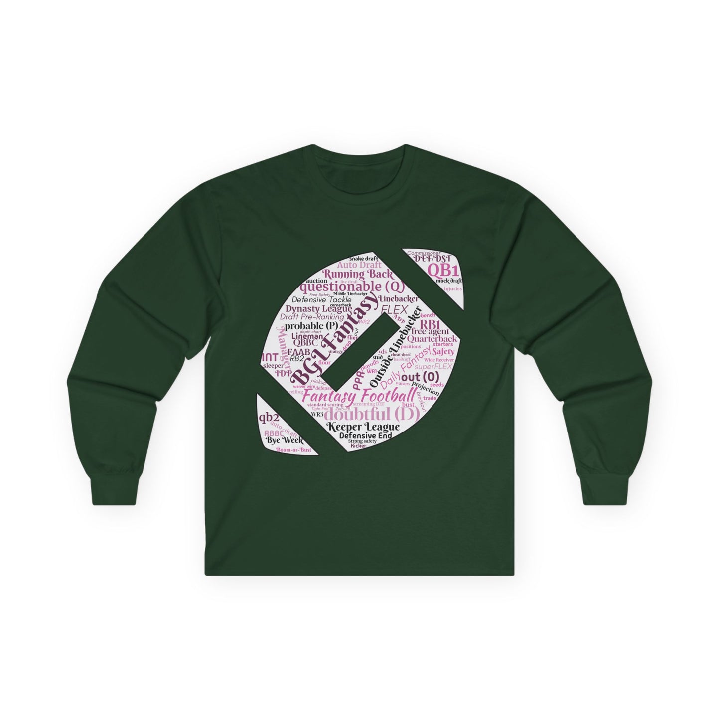 BGLFantasy Sports Football  Wordcloud Unisex Cotton Long Sleeve Tee