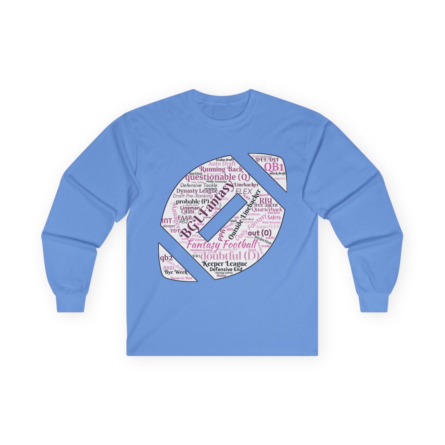 BGLFantasy Sports Football  Wordcloud Unisex Cotton Long Sleeve Tee