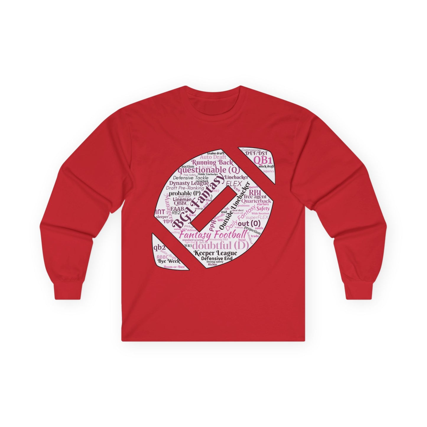 BGLFantasy Sports Football  Wordcloud Unisex Cotton Long Sleeve Tee