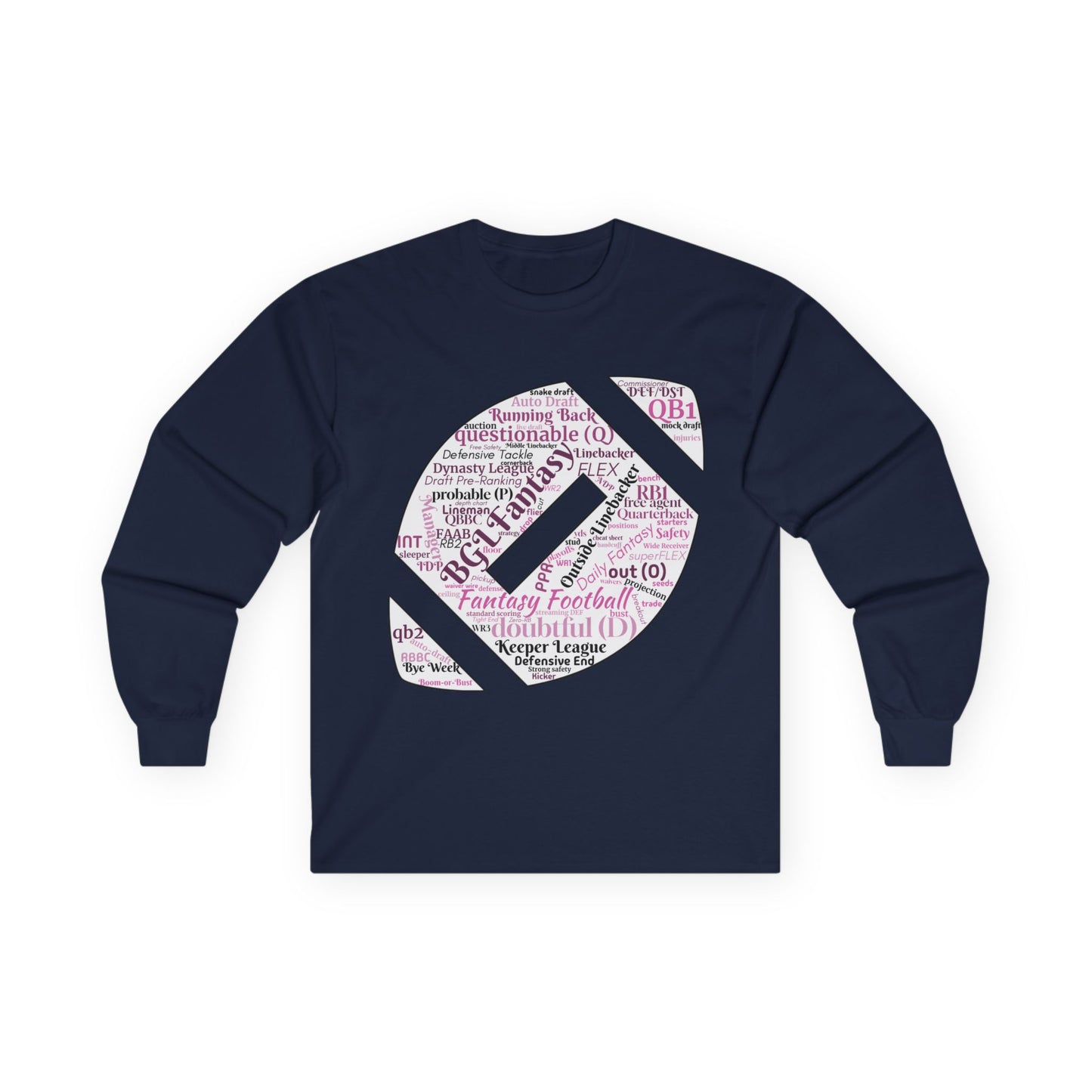 BGLFantasy Sports Football  Wordcloud Unisex Cotton Long Sleeve Tee
