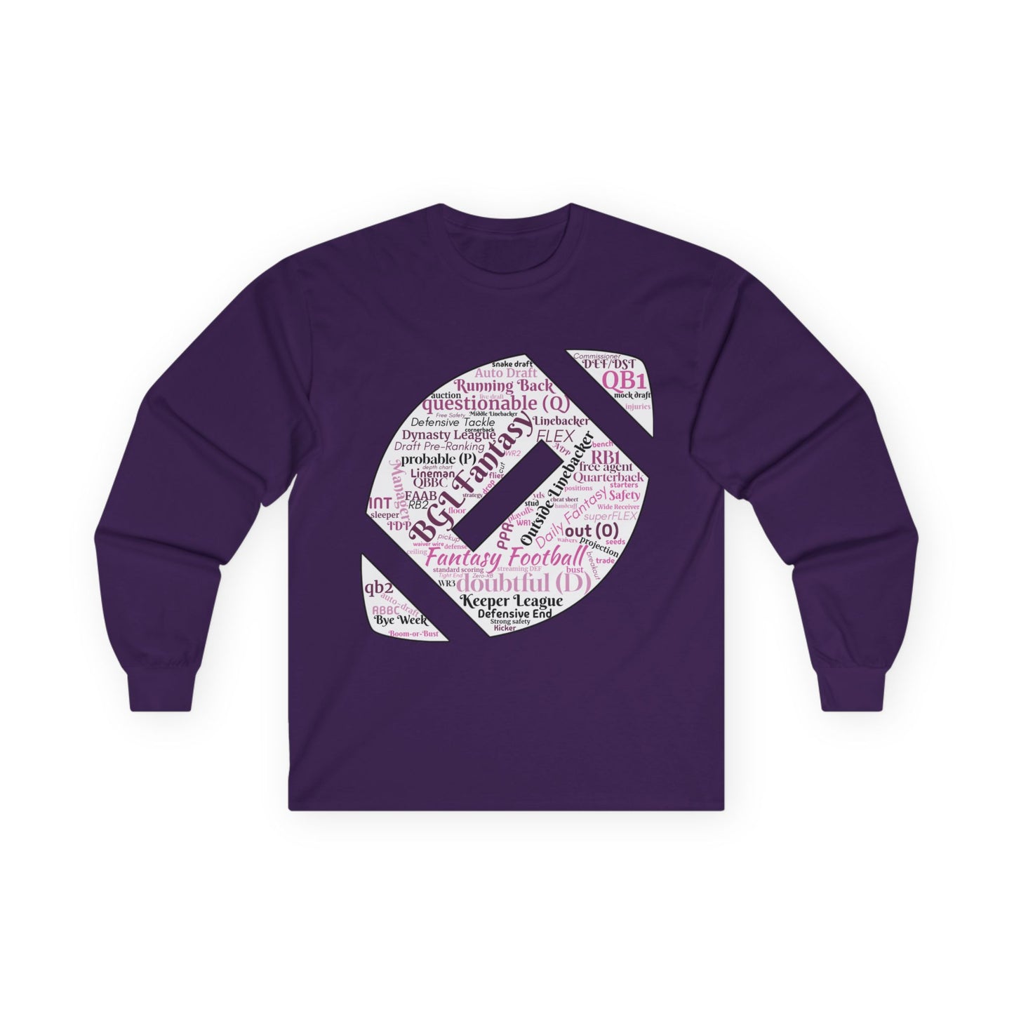 BGLFantasy Sports Football  Wordcloud Unisex Cotton Long Sleeve Tee