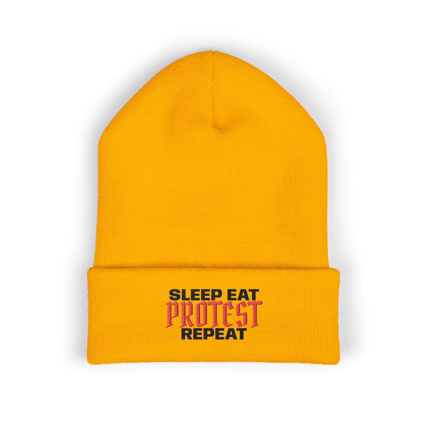Sleep Eat Protest Repeat Classic Embroidery Cuffed Beanie